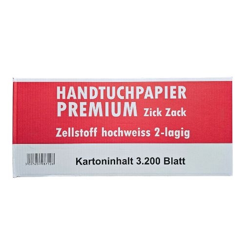 Papierhandtücher 2 lagig hochweiß Zellstoff ZZ Faltung 25x21cm 3200 St. Kqrton